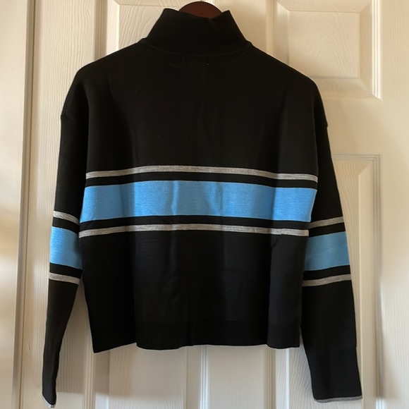 Bp relaxed blue black uneven  stripe mock neck sweater - Picture 6 of 6